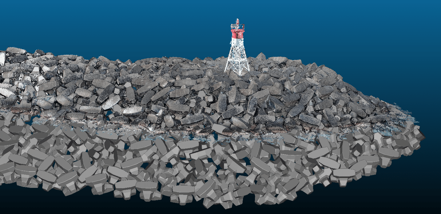 close-up of Port of Sainte-Rose de La Reunion breakwater 3D model